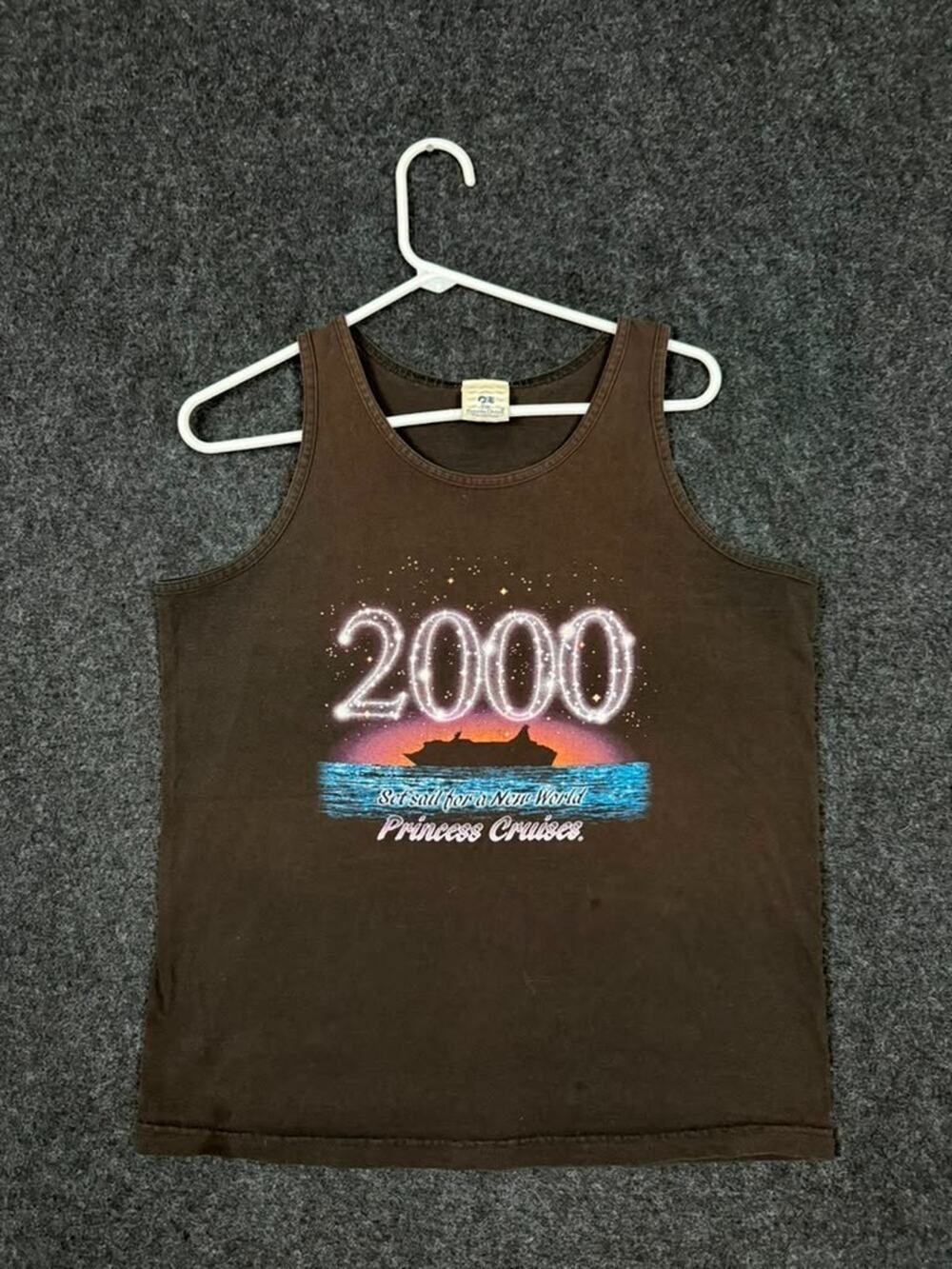 Vintage Princess Cruises 2000 Tank Top Men's M Brown USA Cruise Ship
